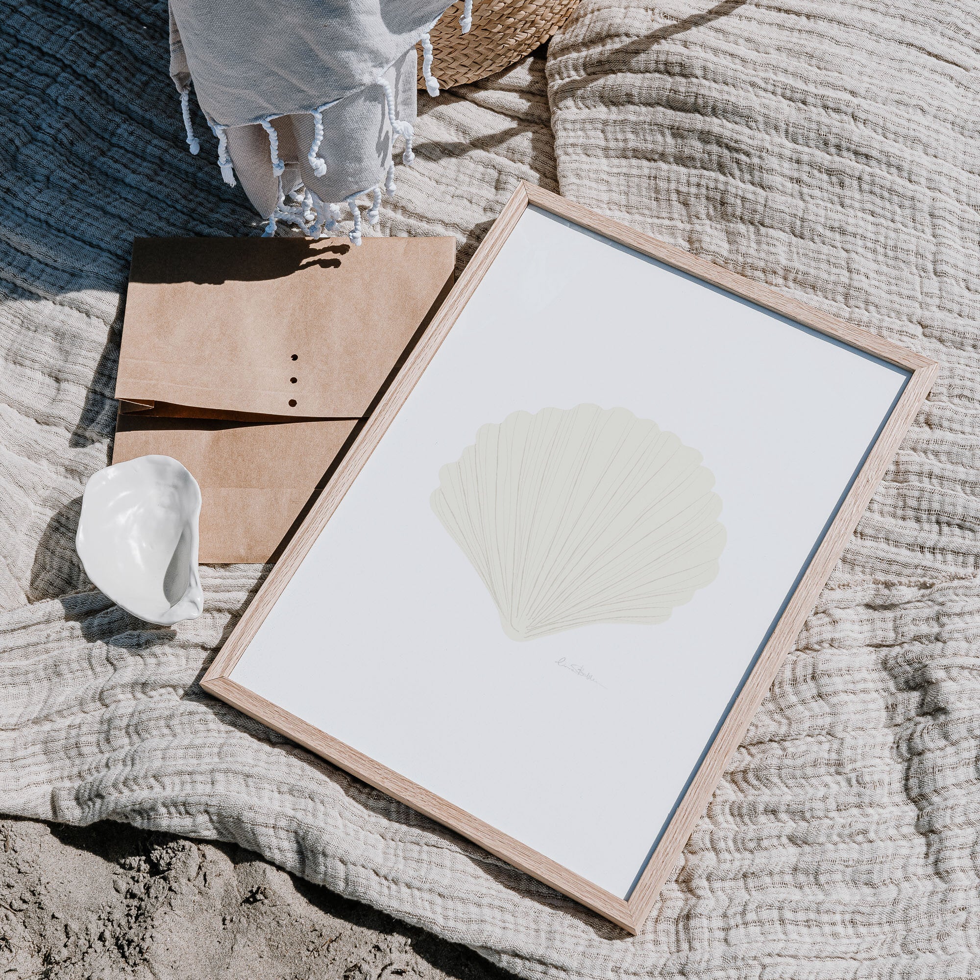 Conch shell white poster