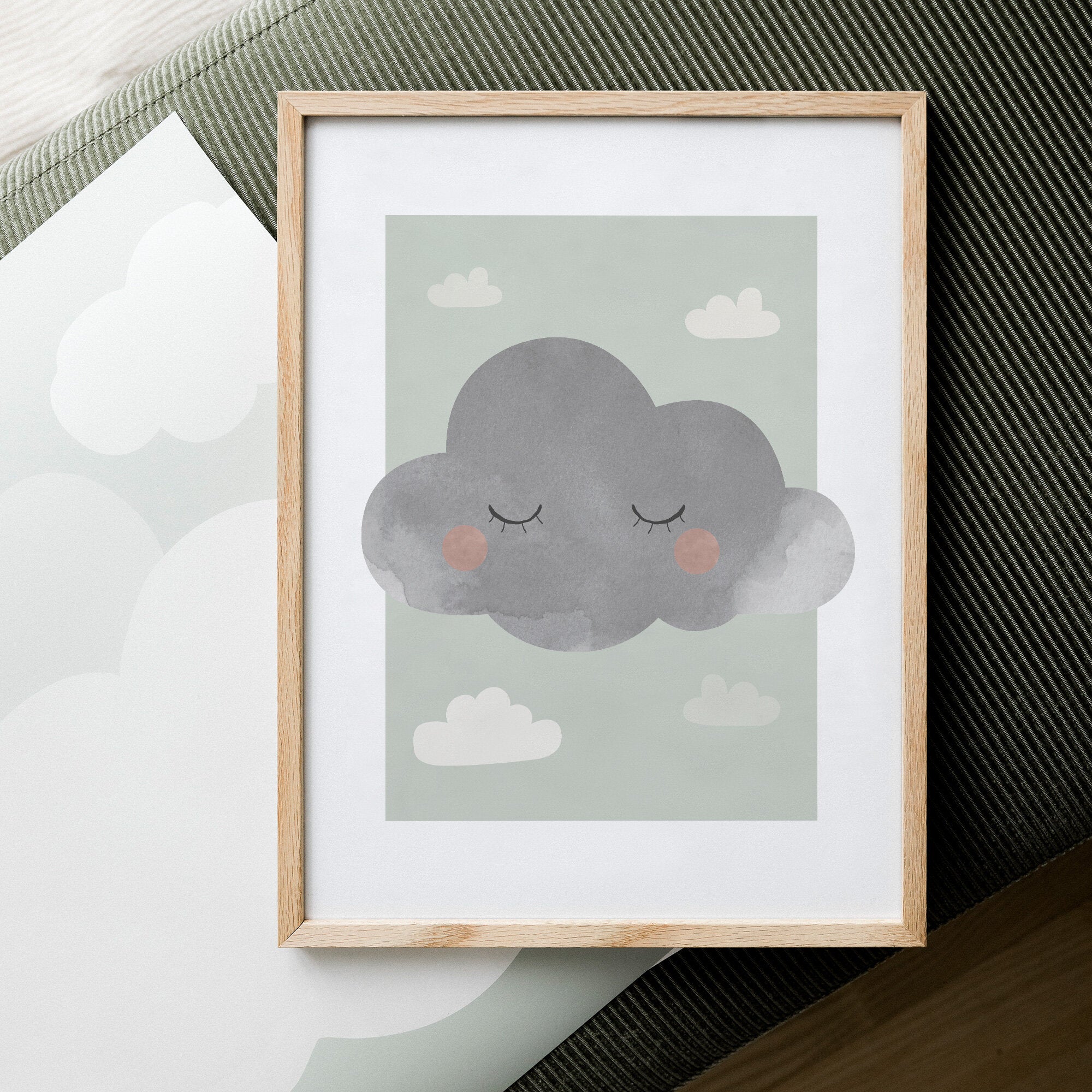 Moln i ro grön poster