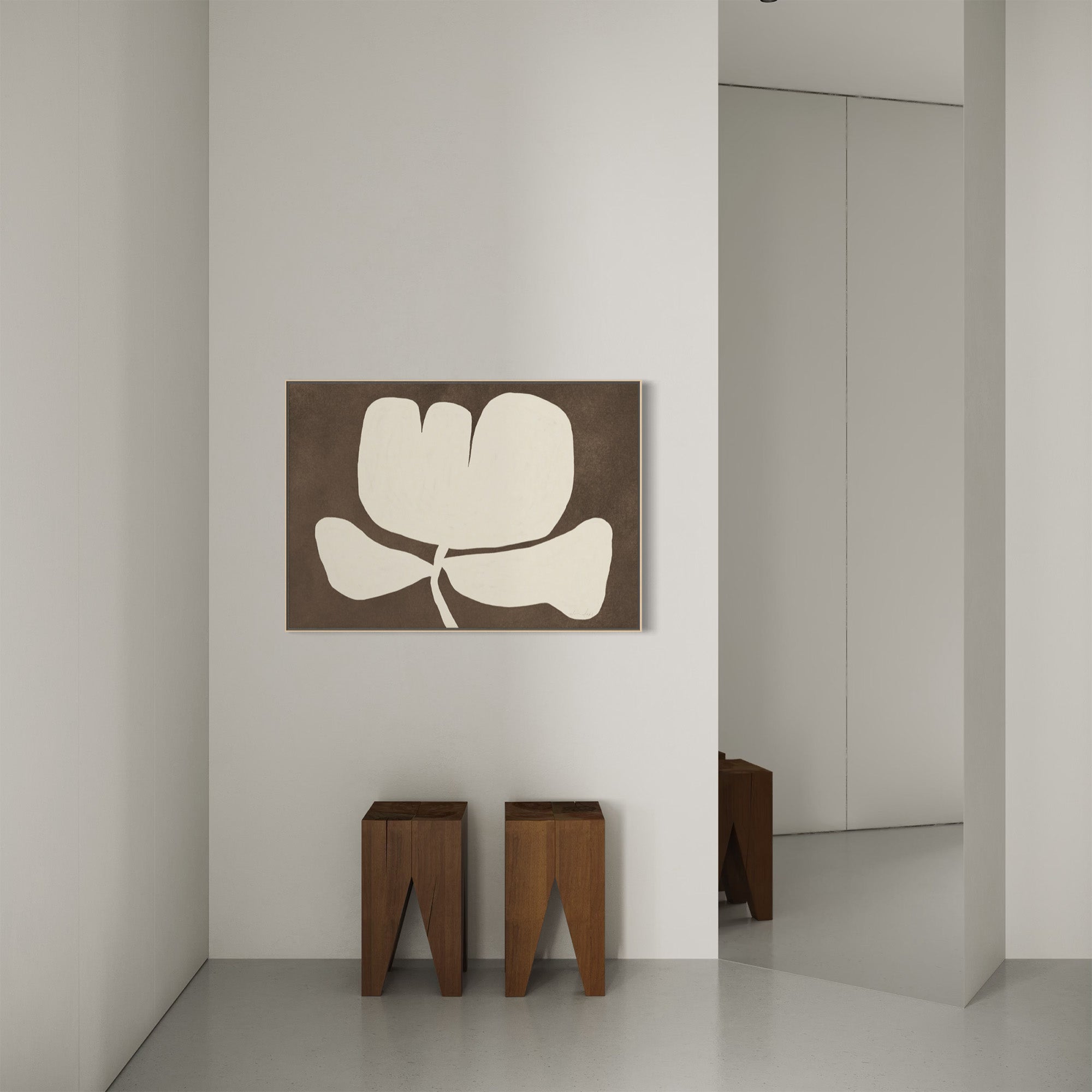 Stylish flower brown canvas print