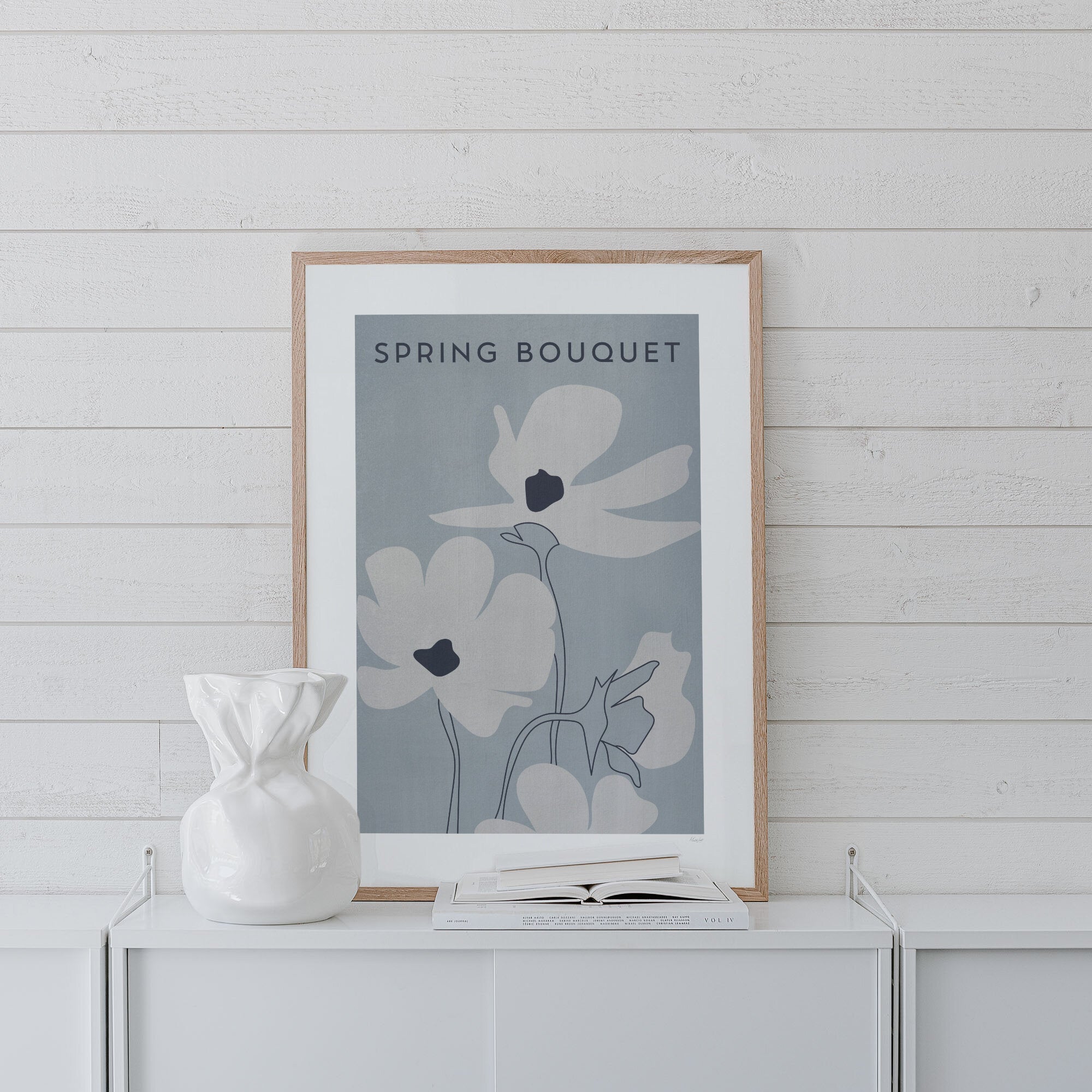 Spring bouquet poster blue