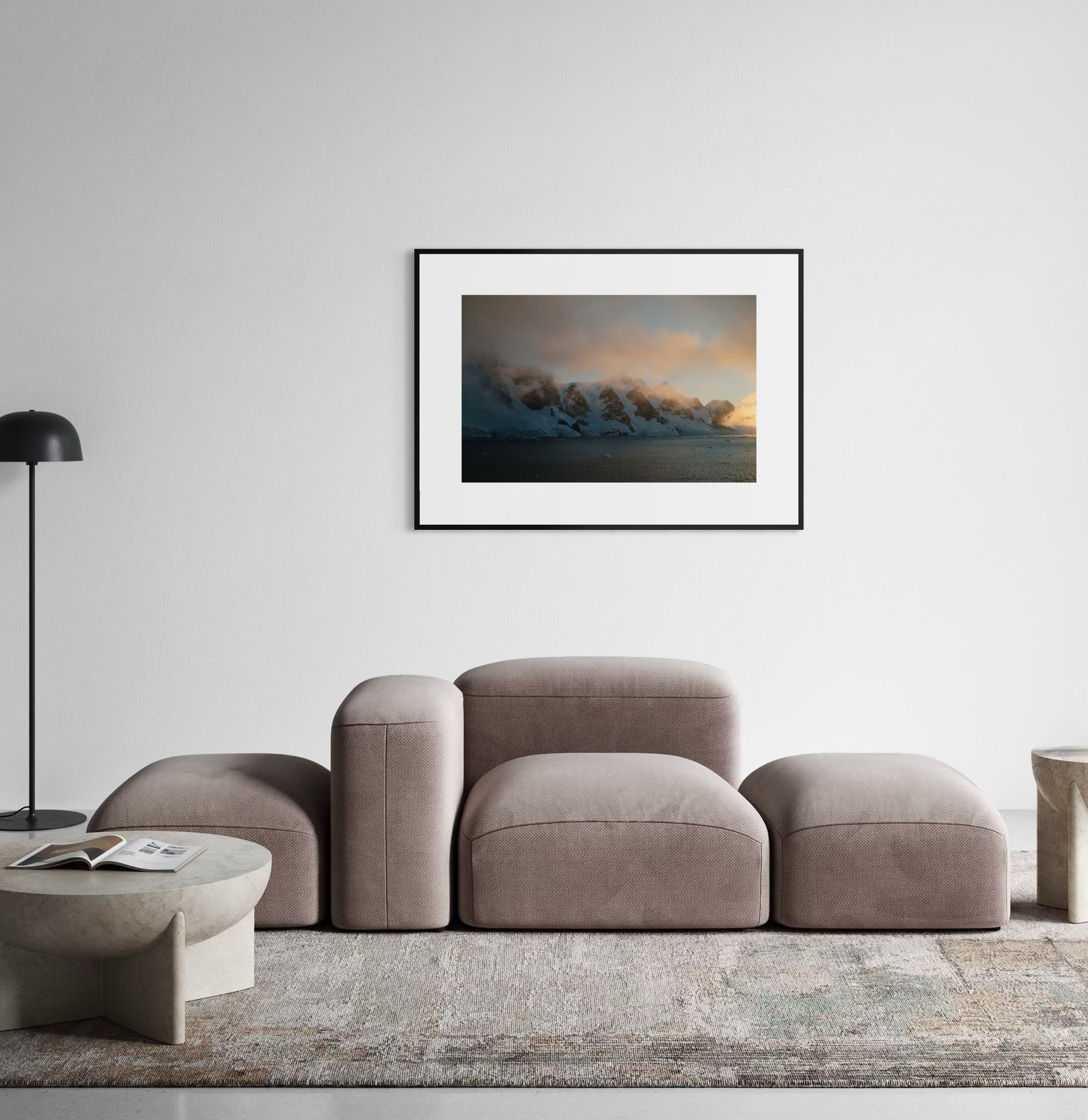 Solnedgång berg poster