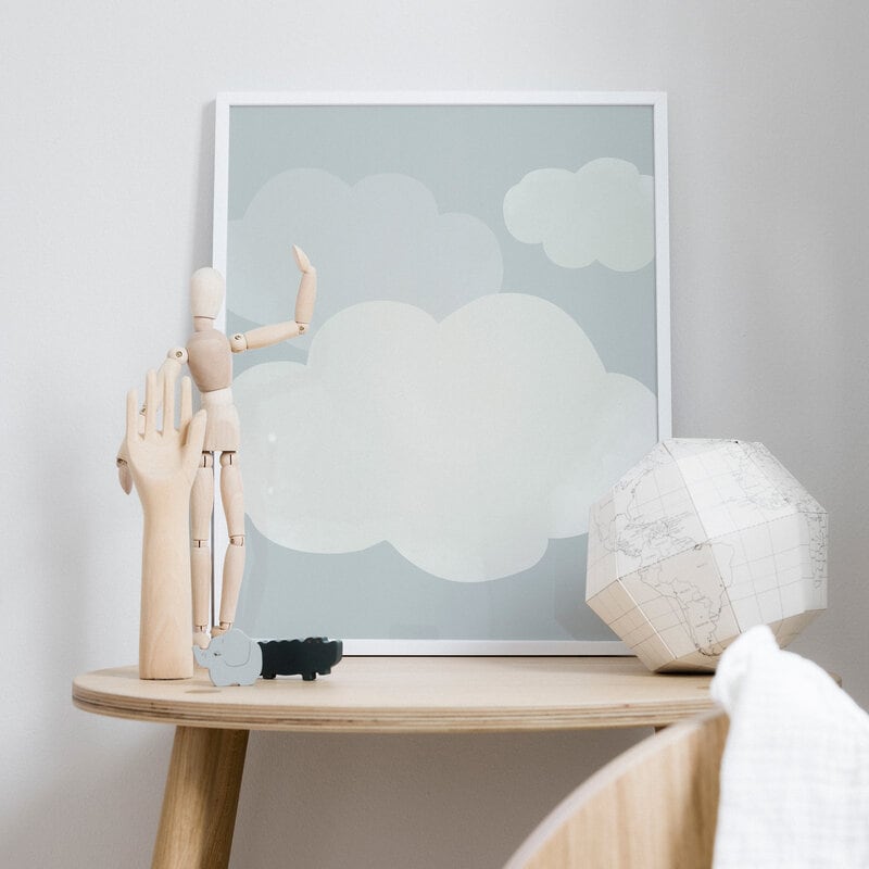 Small light clouds blue poster
