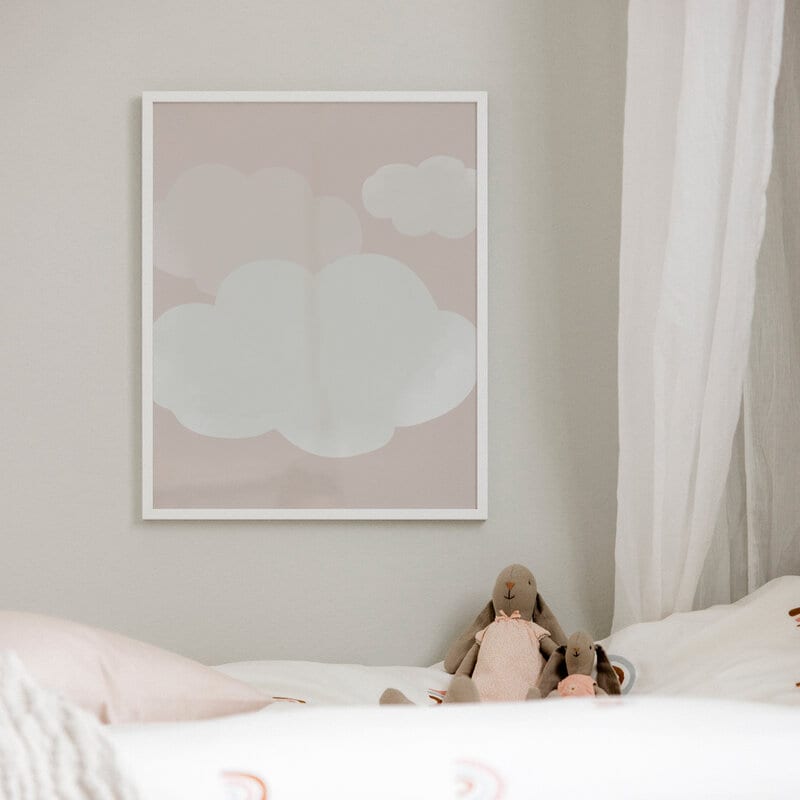 Small light clouds pink poster
