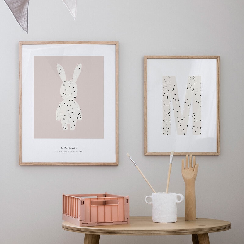Small bunny dotted pink poster