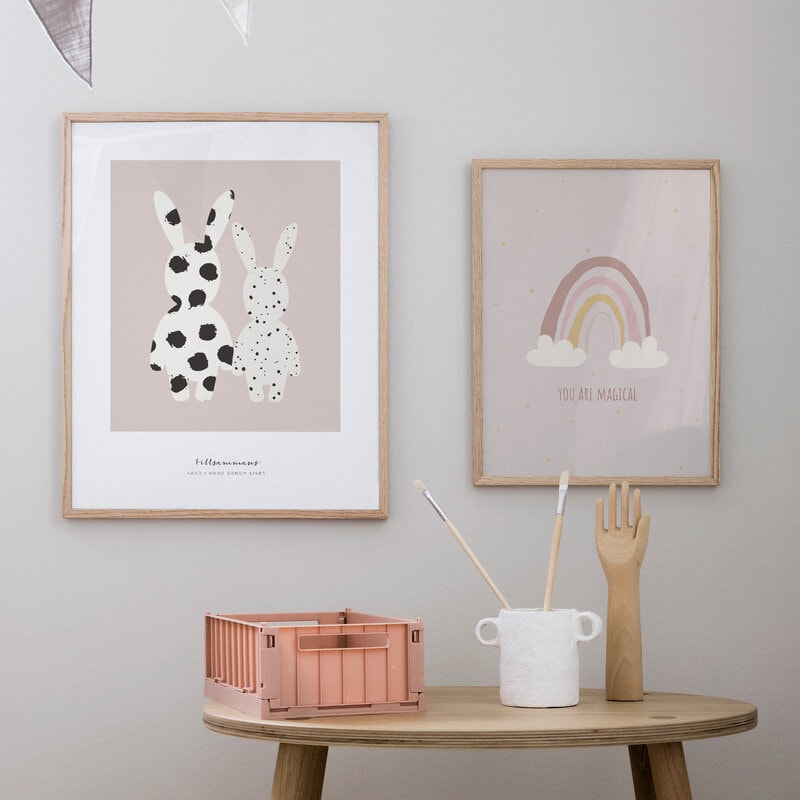 Small bunny buddies pink poster