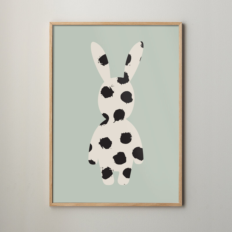 Spotted bunny poster green