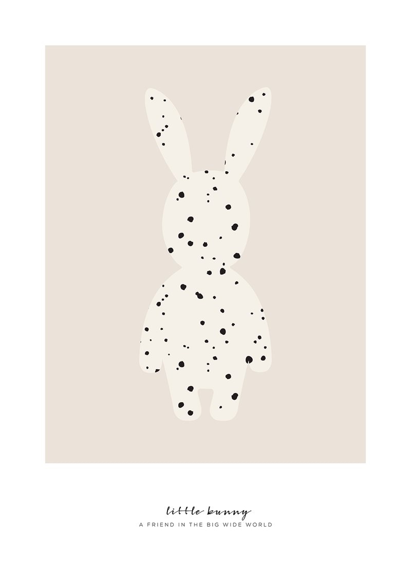 Small bunny in beige poster