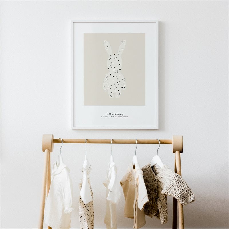 Small bunny in beige poster