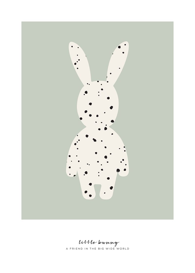 Small bunny dotted poster in green