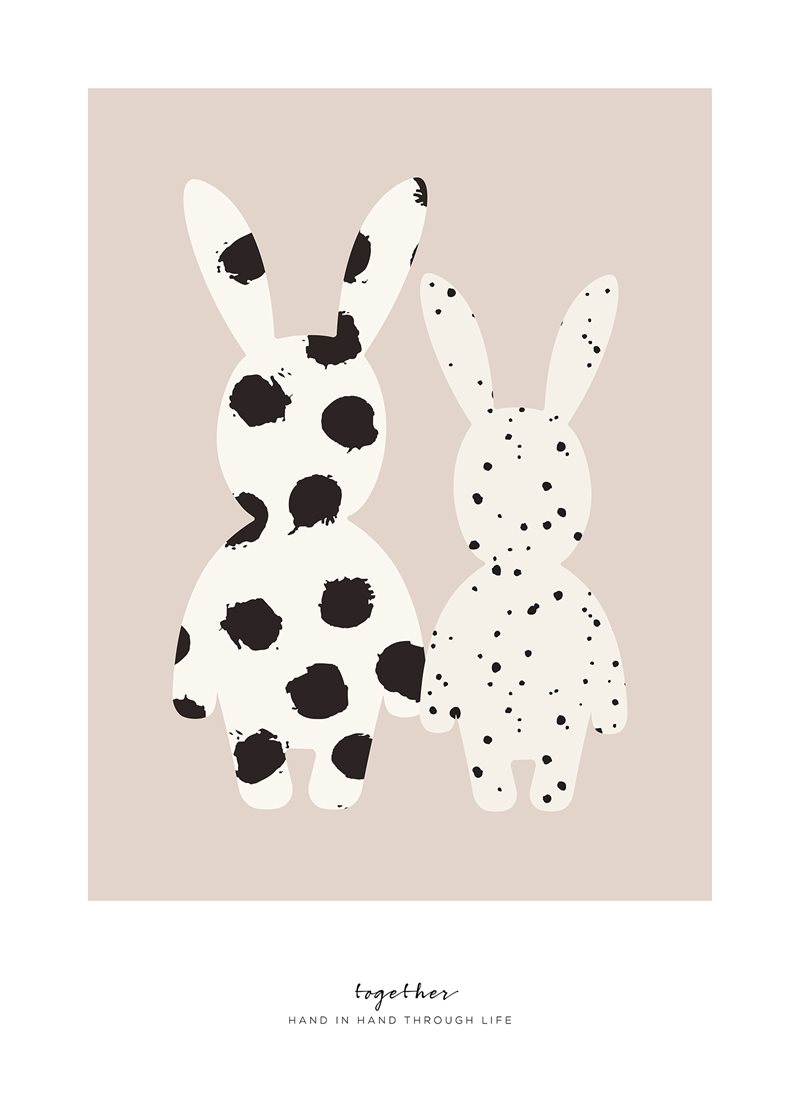 Small bunny buddies in pink poster