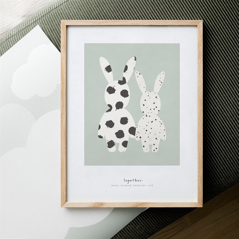 Small bunny buddies in green poster