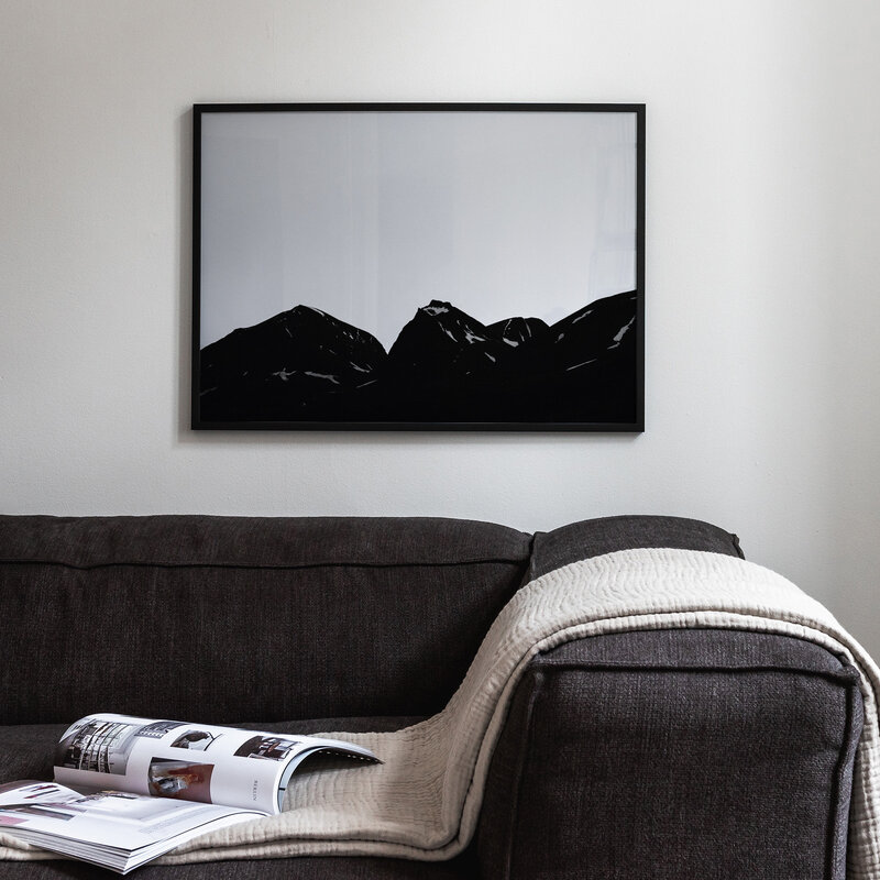 Black and white mountain peaks poster