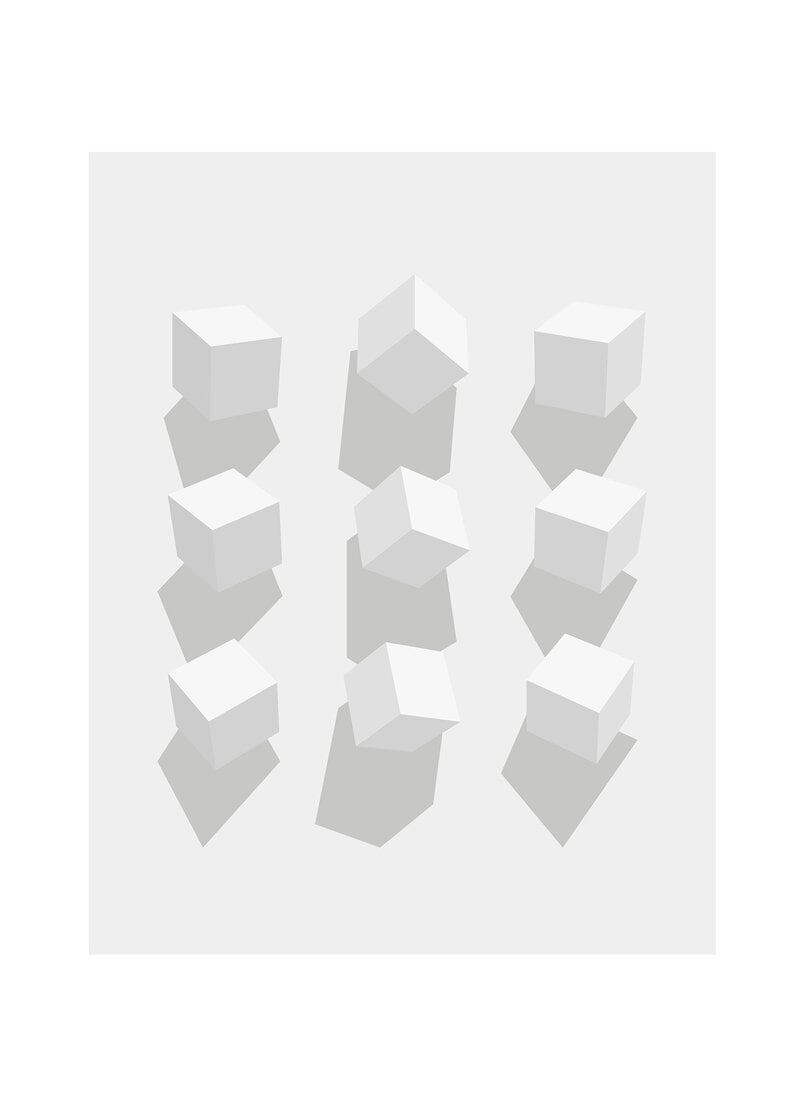 Cubes in angles gray poster