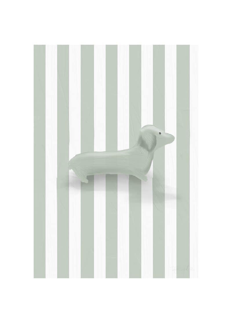 Dachshund poster in green pastel