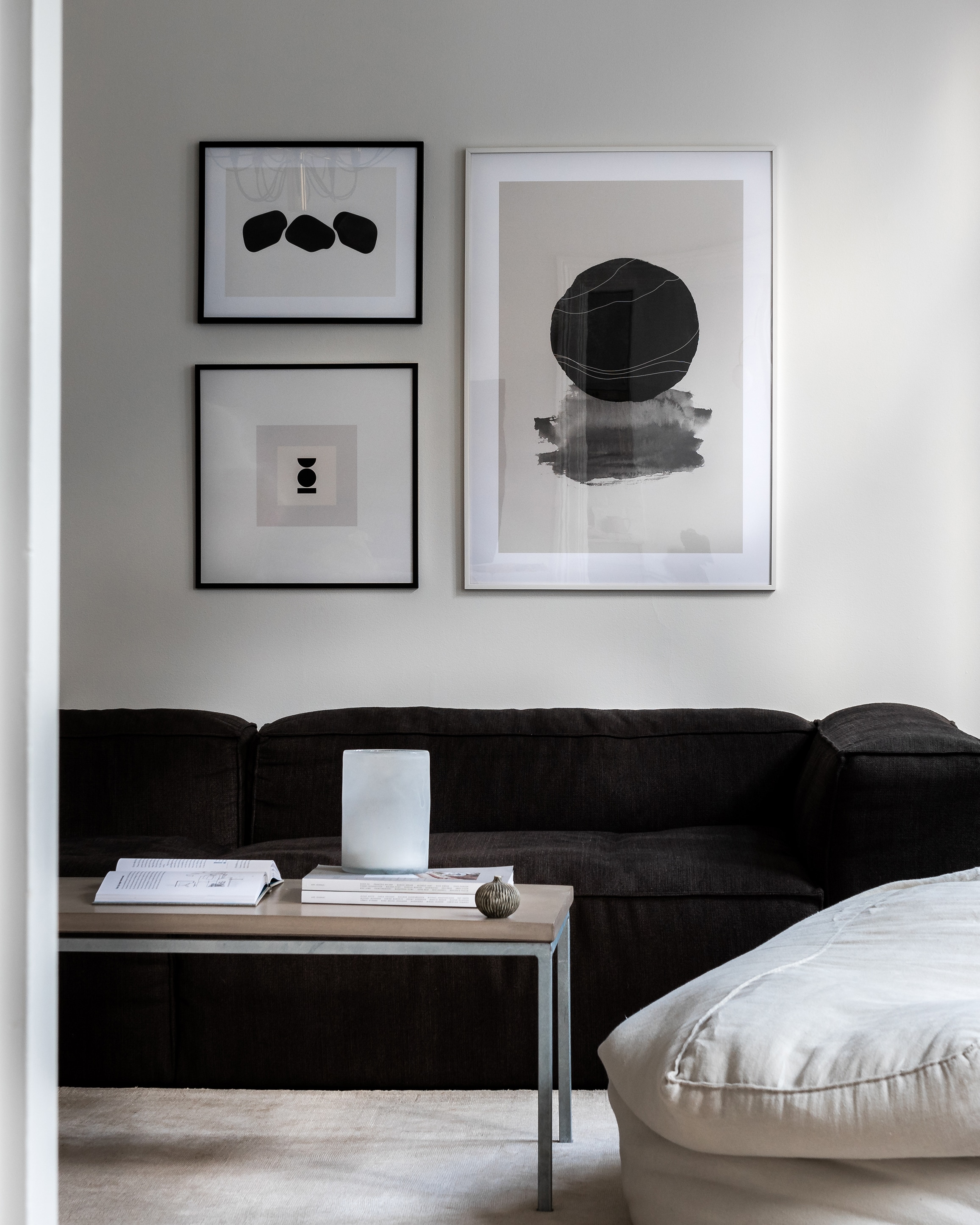 Abstract black and white gallery wall