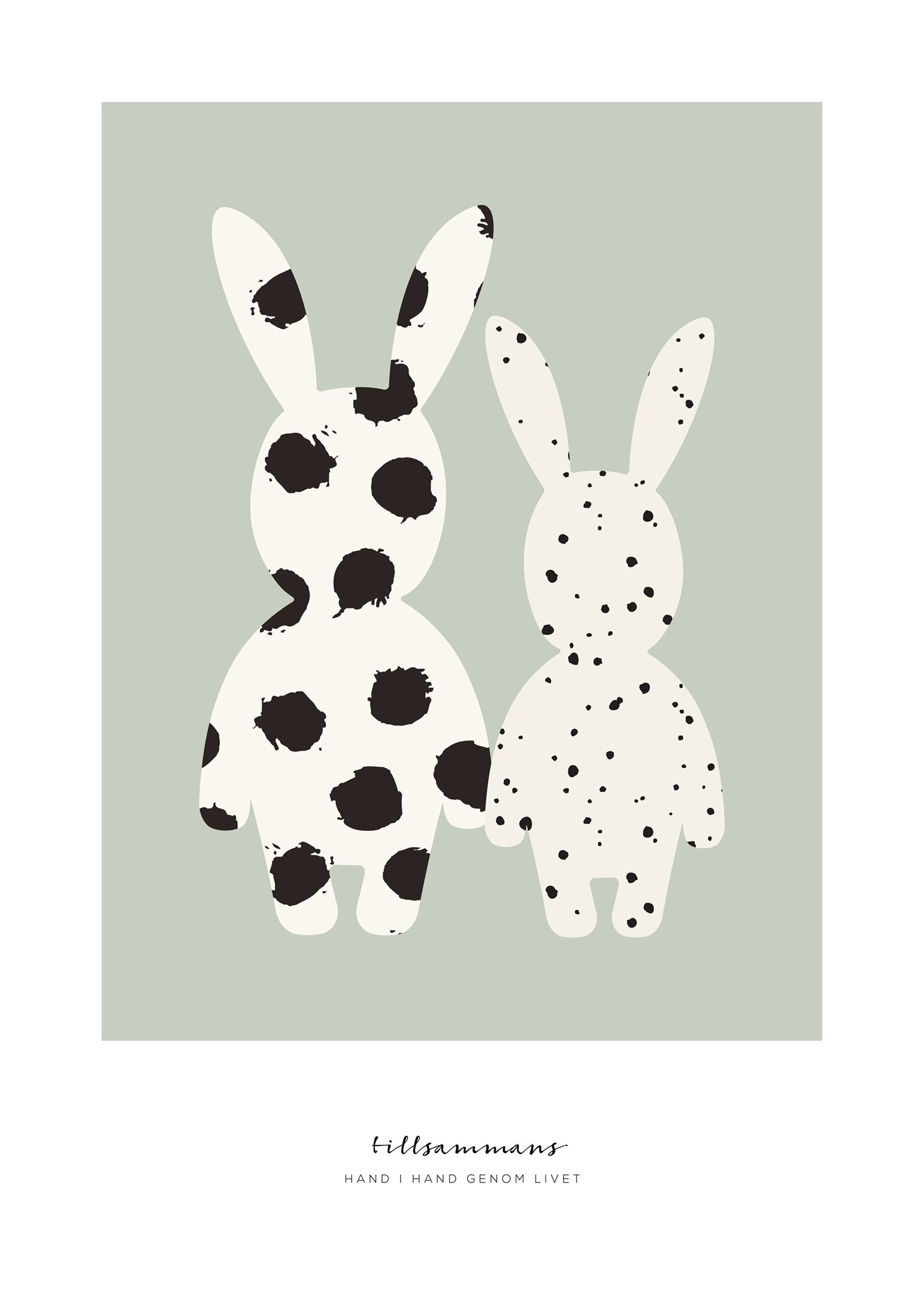 Small bunny buddies green poster
