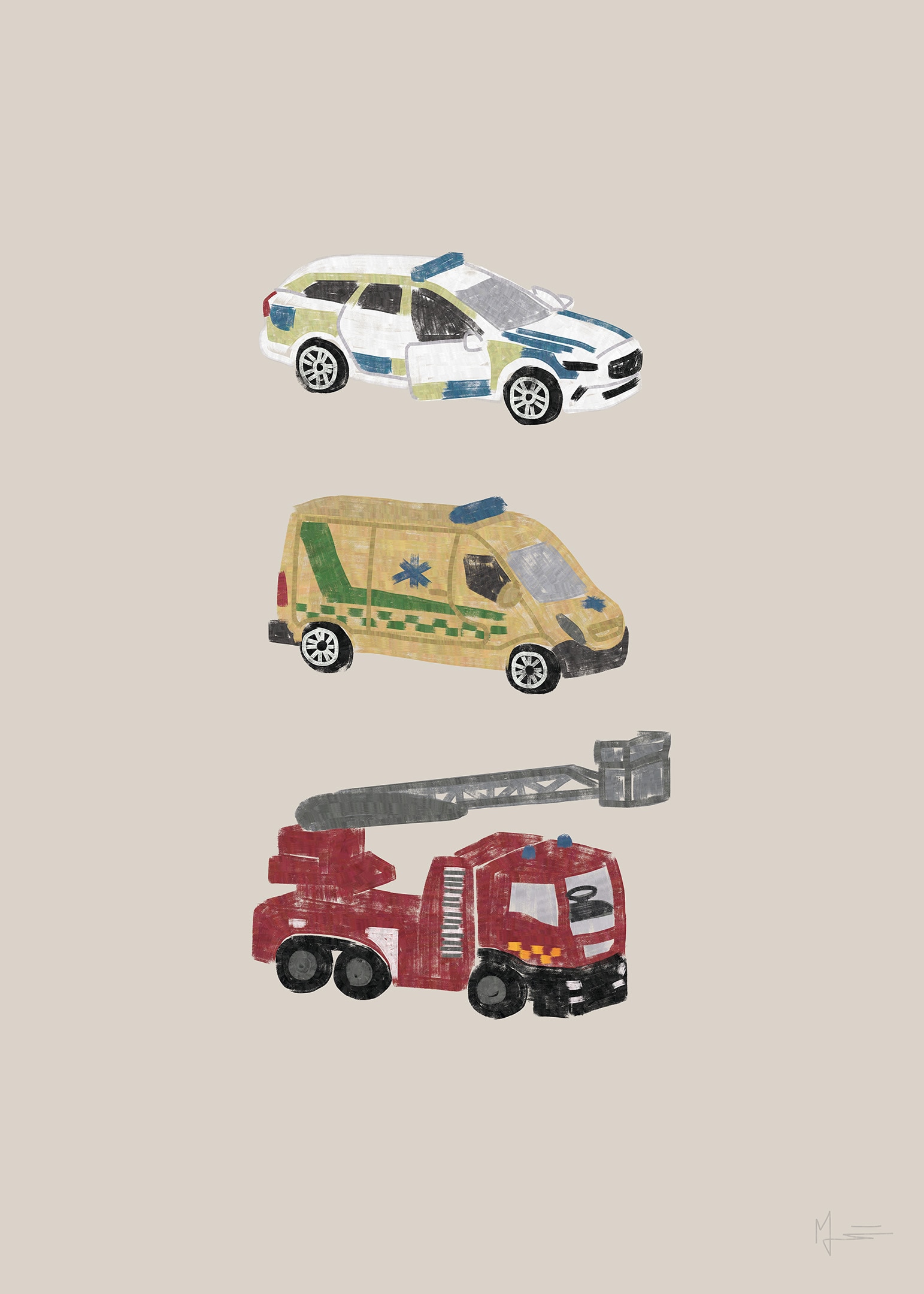  Emergency vehicles poster for kids