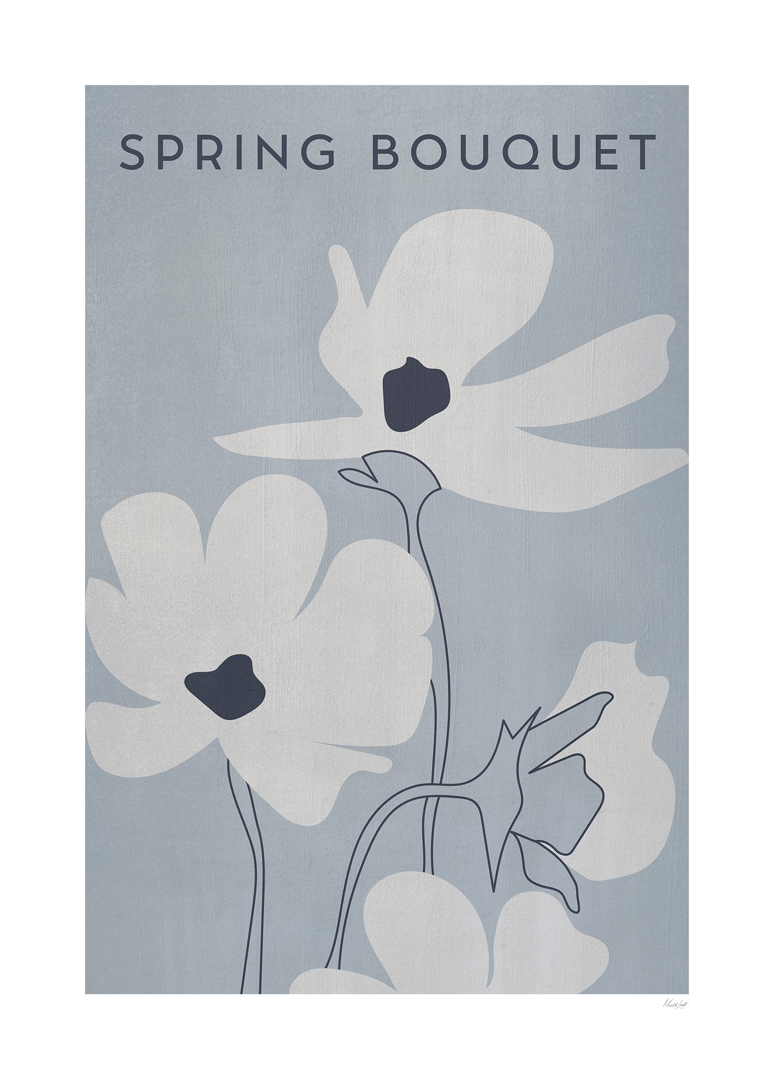 Spring bouquet poster blue