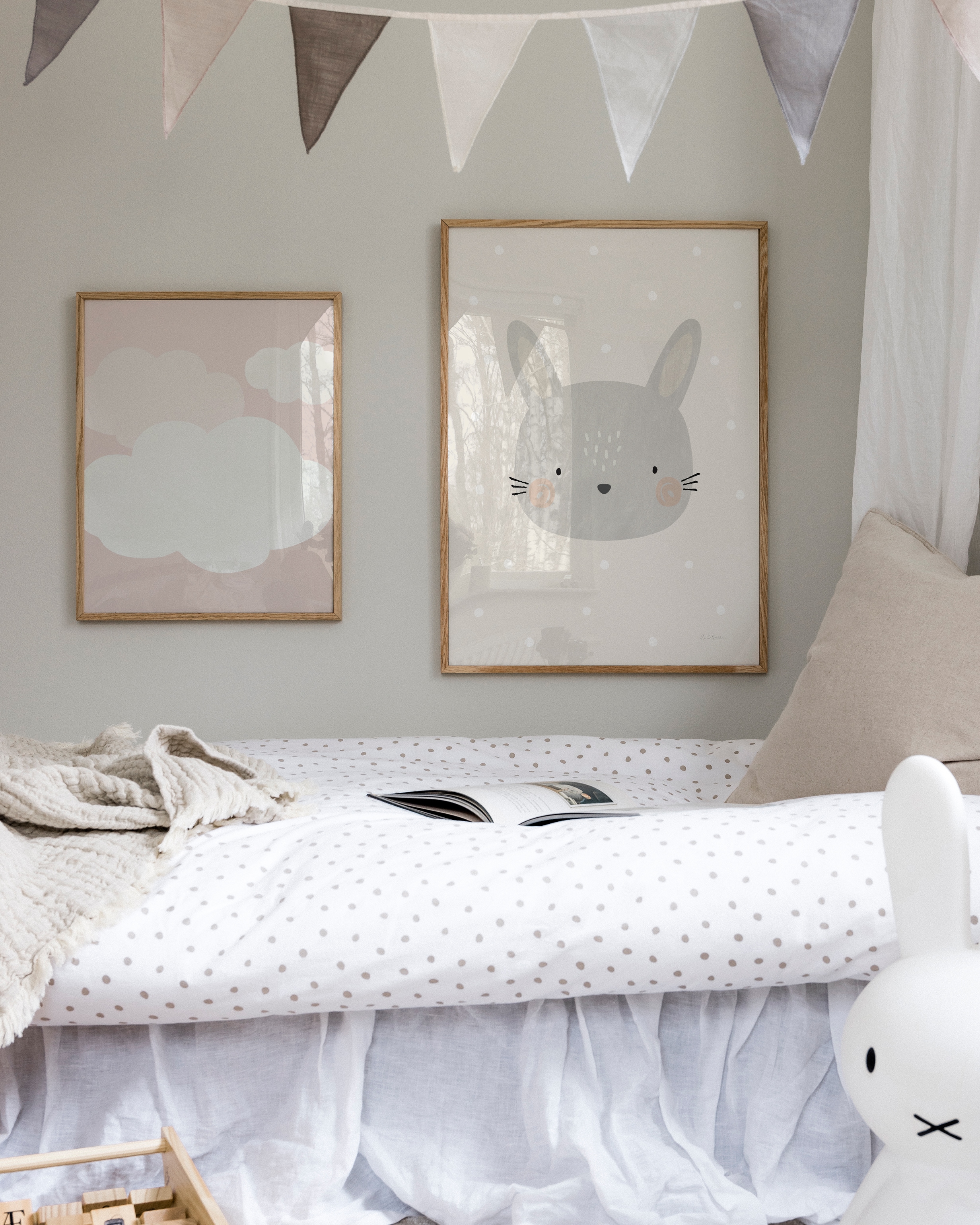 Fluffy clouds and little rabbit picture wall